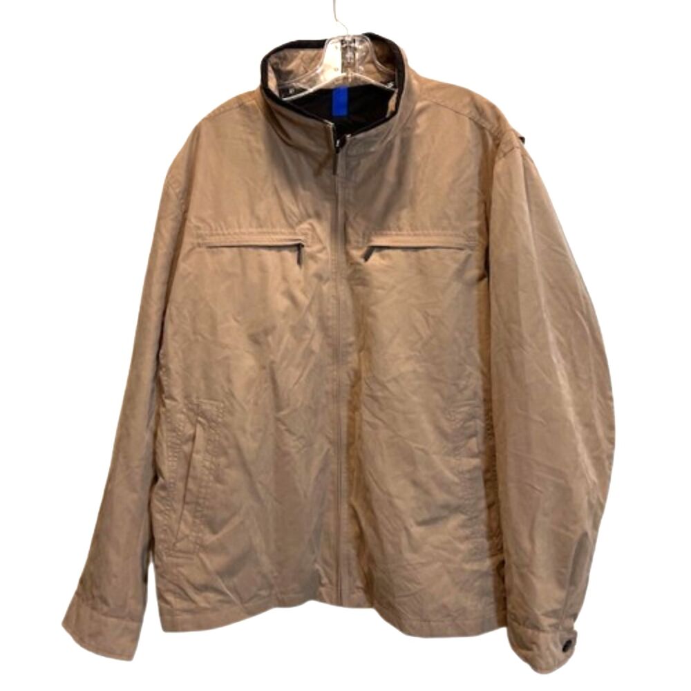 London Fog Mens XXL Tan Khaki Lightweight Full Zip Windbreaker Jacket